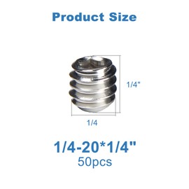 Juvielich 50 PCS 1/4-20 x 1/4" Set Screws,SAE Stainless Hex Allen Head Socket Set Screws Grub Screw Bolts Internal Drive Cup Point Screws with Hex Key Wrench for Door Handles, Light Fixture Repair