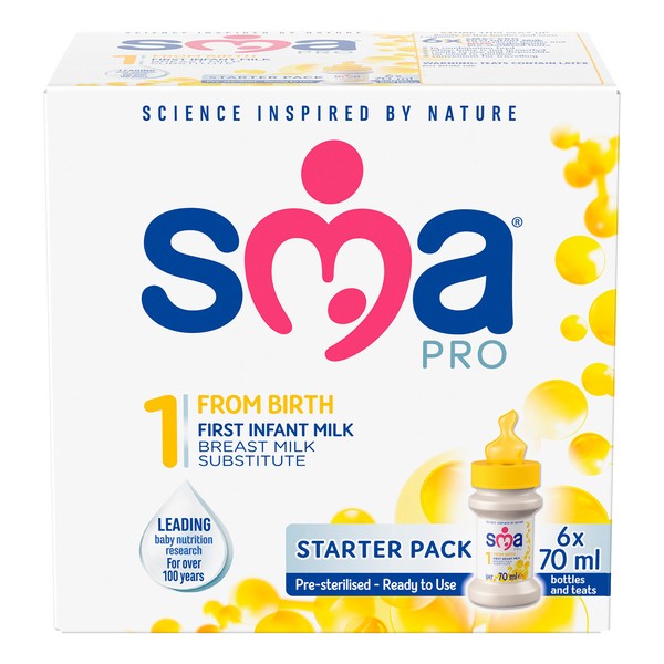 SMA PRO First Infant Milk From Birth Ready To Feed Starter Pack, 70ml x 6