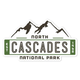 Die Cut Sticker North Cascades National Park, Washington, Mountain, Contour, Vector Vinyl Sticker 1 to 3 inches (Waterproof Decal for Cars, Water Bottles, Laptops, Coolers), Small