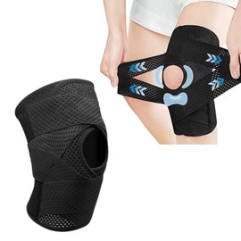 grooblue Knee Supporter, Knee Pain Prevention, For Sports, Lightweight, Breathable, High Elastic Material, Perfect Fit, Unisex, Training, Running, Volleys, Large Size, Joint Protection, Injury