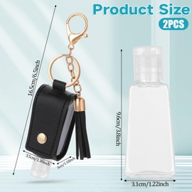 Aiyorse 2 Pcs Small Hand Sanitizer Bottle with Keychain, Portable Empty Travel Bottle Refillable Containers 1oz/30ml Squeeze Bottles for Toiletry Lotion Liquid Soap Shampoo(Black)