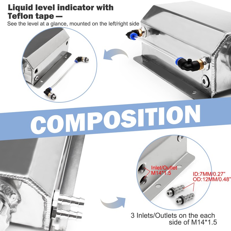 YIUIY Universal Coolant Overflow Tank 2l Aluminum Coolant Radiator Overflow