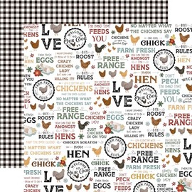 Echo Park Paper Chickens: Free Range Phrases 12x12 Patterned Paper, Various
