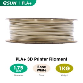 eSUN PLA+ Filament 1.75mm, 3D Printer Filament PLA Plus, Dimensional Accuracy +/- 0.03mm, 1KG Spool (2.2 LBS) 3D Printing Filament for 3D Printers, Bone White