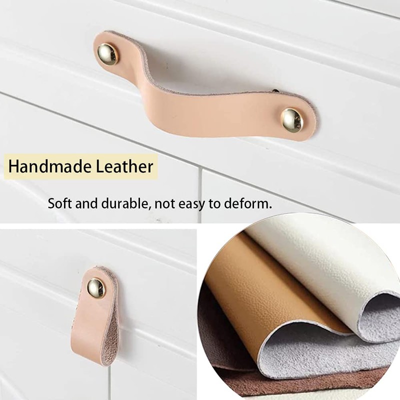 6 Pcs Faux Leather Furniture Handle Door Handle Cupboard Handle