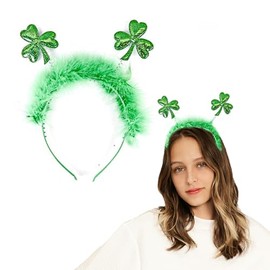 Lopsity St. Patrick's Day Headband Shamrock Green Top Hat Headband Irish Headpiece Costume St Patrick's Day(GREEN-B, L)