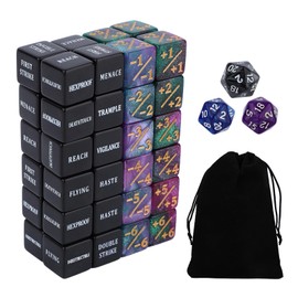 51pcs Keywords MTG Dice Counters, Life Counter Dice 1/+1 Counter Commander Buff Marker for MTG TCG Card Games Accessories
