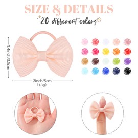 Jollybows 40PCS 2 Inches Baby Girls Mini Hair Bows Ties Elastic Hair Rubber Band Grosgrain Ribbon Hair Accessories for Kids Toddlers Infants