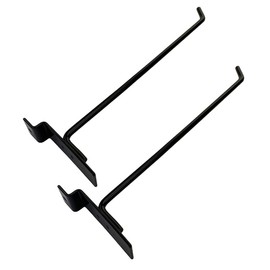 10" Slatwall Hook Panel Display Hooks, 1/4" Thickness Metal, Black - Pack 2