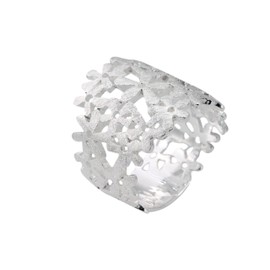 SILBERMOOS Women's Ring Flower Blossom Ornament Flower Meadow Wide 925 Sterling Silver, Sterling Silver, Not applicable