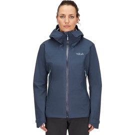 Rab Women's Downpour Light Jacket Lightweight Waterproof Hooded Coat for Hiking & Trekking - Tempest Blue - Small