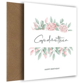 Special Godmother Birthday Card - Beautiful Floral Birthday Cards for Godmother - Heartfelt Lovely Words