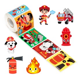 Haooryx DIY Firefighter Stickers Roll - 300pcs Make Your Own Firefighter Waterproof Vinyl Reusable Laptop Stickers Coloring Book Scrapbook Water Bottle Page Activity Pad Party Favors Kids Skateboard