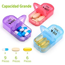 Pastillero Semanal 2 Tomas Español, Opret Pastilleros para Medicamentos de Viaje, Organizador de Pastillas Portatil y Grande con 14 Compartimentos