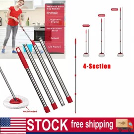 4-Section Spin Stainless Mop Steel Pole Handle For O-Cedar Easywring RinseClean