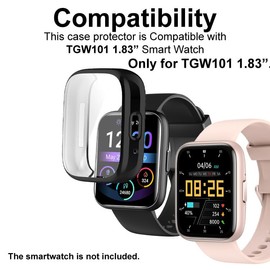 smaate Watch Cases Compatible with JeeJTek OYV TGW101 1.83” Smart Watch, TPU Case with Screen Protector, Protecting Watch Body & Screen