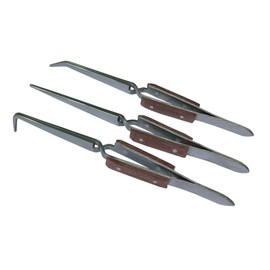 bestbuywholesalers Fiber Grip Tweezers Set of 3 Cross Locking & Straight Soldering Tweezer Jewelers