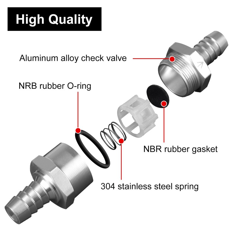 VehiMata 3/8" Fuel Check Valve, 2PCS OD 10mm One Way
