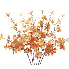 JOJAZE 6PCS Artificial Fall Stems Faux Branches with Leaves for Vase Fake Plants for Home Table Autumn Festival Thanksgiving Christmas Decor 28"