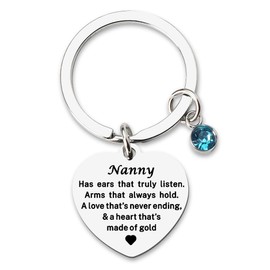 Nanny Gifts for Grandma Christmas Birthday Gifts for Nanny Keychain Gift for Nanny Christmas Gifts for Nana Grandmother Gifts for Christmas Birthday Gifts for Mimi Gigi Nanny Keychains Engraved
