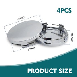 Eratus 4 PCS Car Wheel Center Hub Cover, 2.36" x 0.57" Impact-Resistant Steel Ring Shaped ABS Tire Wheel Hub Center Arc Cover, Repair Replacement Accessories, for Most Cars (Silver)