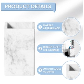TOSHISON Toothbrush Holders for Bathrooms, Heavy Resin Tooth Brushing Holder, Marble Design Toothbrush Cup Organizer Tumbler for Bathroom Vanity Countertop, White