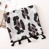 WHITE FANG MA039 Women's Stole Scarf, Cotton, Linen, Leopard Pattern,