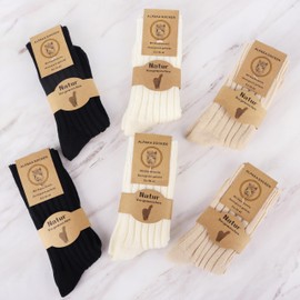 Jeasona 5/6 Pairs Wool Socks Women's Warm Socks Women's Colourful Winter Socks Knitted Socks for Women, Multicolor-1072