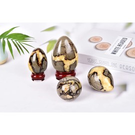 AMOYSTONE Natural Septarian Dragon Egg for Home Decor Ornamet Specimen Large Single 3-3.5", for Table Decor, Crystal Healer Grid Stone Witchcraft