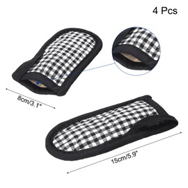 uxcell 4Pcs Pan Handle Sleeve, Pot Handle Covers Heat Resistant Iron Skillet Handle Covers for Kitchen Baking Cooking Supplies, Black White 3.1 in x 5.9 in