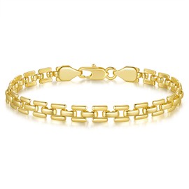 AOZELAN Gold Bracelet 14k Gold Bracelets for Women & Men Non Tarnish Watch Chain Design Womens Bracelets Jewelry Gifts 6.5-9 Inches (8 Inches)