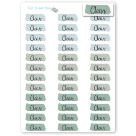 Clean Planner Stickers / 36 Vinyl Stickers (approx 1”) / Highlighted Text Script/House Chores/Essential Productivity Life Planner Stickers/Bullet Bujo Journal/ToDo To Do Appointments