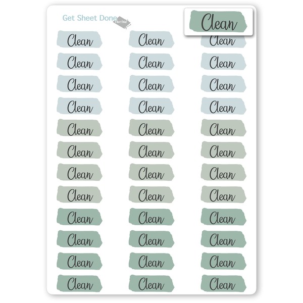 Clean Planner Stickers / 36 Vinyl Stickers (approx 1”) /