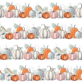 Whaline 69Ft Fall Thanksgiving Bulletin Board Borders Fall Autumn Watercolor Pumpkin Borders Self-Adhesive Thanksgiving Blackboard Border Sticker for Harvest Classroom Chalkboard School Decor, 60Pcs