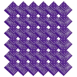 36 Pack Bandanas for Women Men Cowboy Bandana Handkerchief Headband Face Mask Bulk for Party Costume (Classic, Purple)