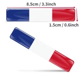 DIGIART INTERNATIONAL FRANCE FRENCH FLAG 3D EPOXY CAR EMBLEM SET (2) FLEXIBLE REFLECTIVE DURABLE