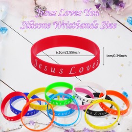 Jesus Loves You Silicone Wristbands,Religious Sayings Rubber Bracelets,Motivational Faith Inspirational Bracelet,Colorful Stretch Christian Rubber Wristbands for Novelty Jewelry Party Favors (30)