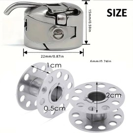 4 PCS Bobbin Cases with 25 Sewing Machine Bobbins with 2 Needle threaders, Universal Front-Loading 15 Class Sewing Machine Accessories for Craft Sewing