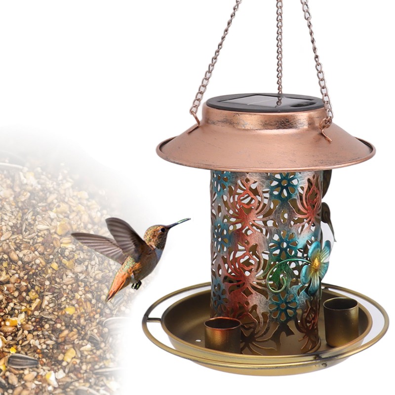 Solar Bird Feeder for Outdoors Hanging Exquisite Hollow Pattern Waterproof