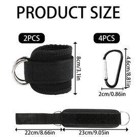 ECOMAID 2Pcs Ankle Straps for Cable Machine, Adjustable Double D-Ring Ankle Cuff Straps, Comfortable Gym Ankle Strap Glute Workouts Leg Extensions Curls, Booty Hip Abductors Exercise for Men and Women