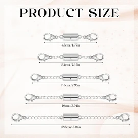 Magnetic Necklace Extender, Magnetic Necklace Clasps and Closures with Extender Chains, Adjustable Necklace Extenders, Bracelet Extender, Gold and Silver Chain Extension for Necklaces, Multiple Sizes