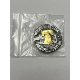 Philadelphia Liberty Bell Metal Fridge Magnet Gold & Pewter Tone - NEW