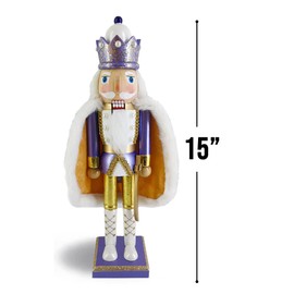 Nutcracker Ballet Gifts, Nutcracker Christmas Ornaments, Wooden Figure Decoration with Rose Gold Glitter Uniform for Holiday Home Decor, 15 Inch, White Nutcracker King Style 3