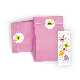 Bookmark + Gift Bags / Lilac + Stickers Funny Monster Party Bag Guest Gift for Birthday Children's Birthday Wedding Christening Girls Boys