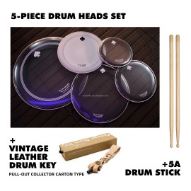 Beatello Drumheads ACE SPADES 5-Piece Sandblasted Drumhead Set 10 12 14 16 22 Inch Striking Musical Instrument AccessoriesColor: vintage