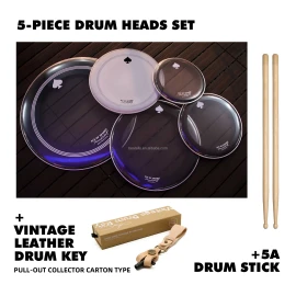 Beatello Drumheads ACE SPADES 5-Piece Sandblasted Drumhead Set 10 12 14 16 22 Inch Striking Musical Instrument AccessoriesColor: vintage