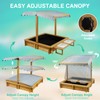 Gowoodhut Wooden Sandbox Outdoor Backyard,Kid's Large Sand Box with Retractable