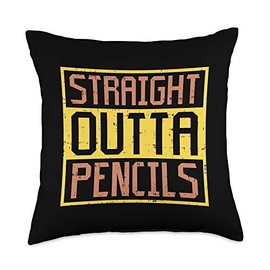 Straight Outta Pencils Funny Art Drawing Sketch Artist Gift Throw Pillow