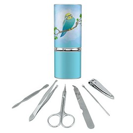 Pretty Parakeet Budgie Stainless Steel Manicure Pedicure Grooming Beauty Care Travel Kit