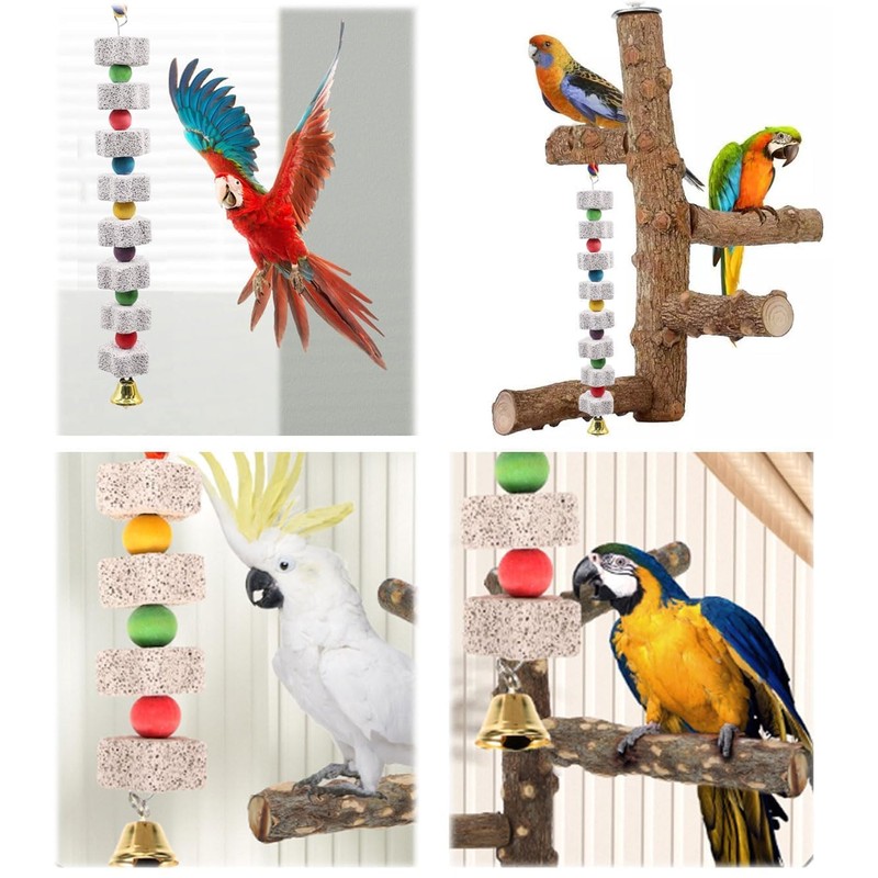 2 Stück Große Vogel Kauspielzeug，Vogel Kauspielzeug，Vogelschnabel-Schleifstein，Papagei Vogel Zähne Schleifstein Hängende